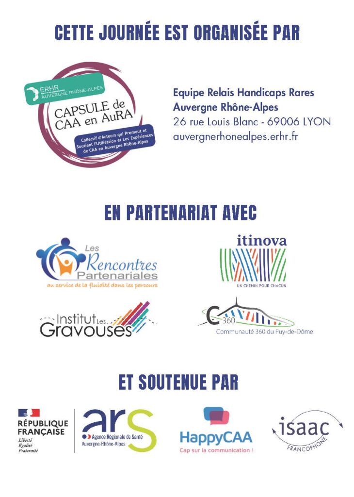 Affiche avec le nom de l'organisateur (CAPSULE de CAA en AuRA), la liste des partenaires (Rencontres partenariales, Itinova, Institut des gravouses, C360 Puy-de-Dôme) et la liste des soutiens (ARS AuRA, HappyCAA, Isaac Francophone)