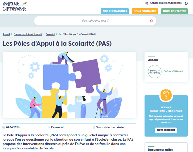 Copie d'écran du site Enfant-différent