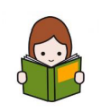 Pictogramme qui représente une fille en train de lire un livre