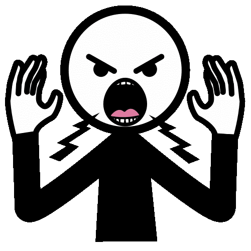 pictogramme représentant un personnage qui semble en colère, qui hurle