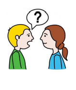 pictogramme représentant un homme et une femme en train de dialoguer