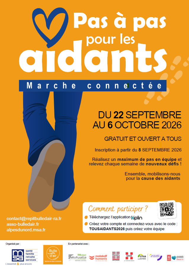 Affiche de l'évènement où en haut à gauche, il y a le bas du corps d'une personne en train de marcher