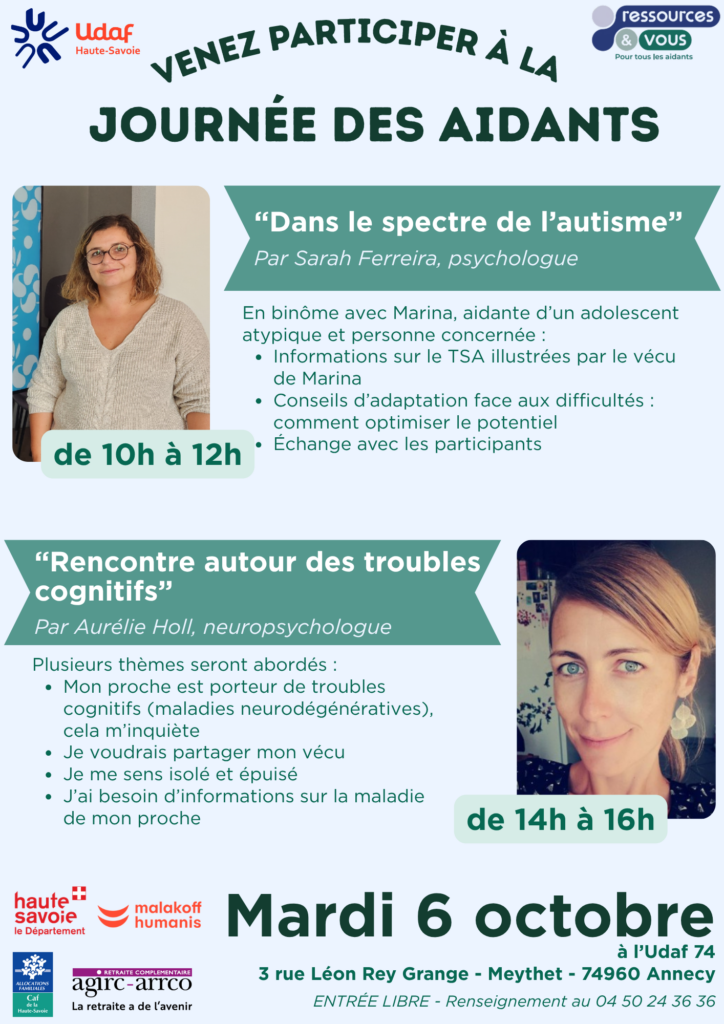 Affiche de la journée qui donne le programme (indiqué dans cet article) et avec la photo des deux intervenantes